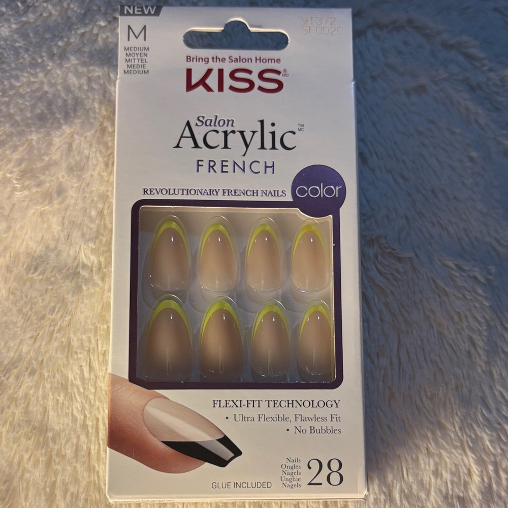 KISS French Acrylic Nails with Yellow Tips